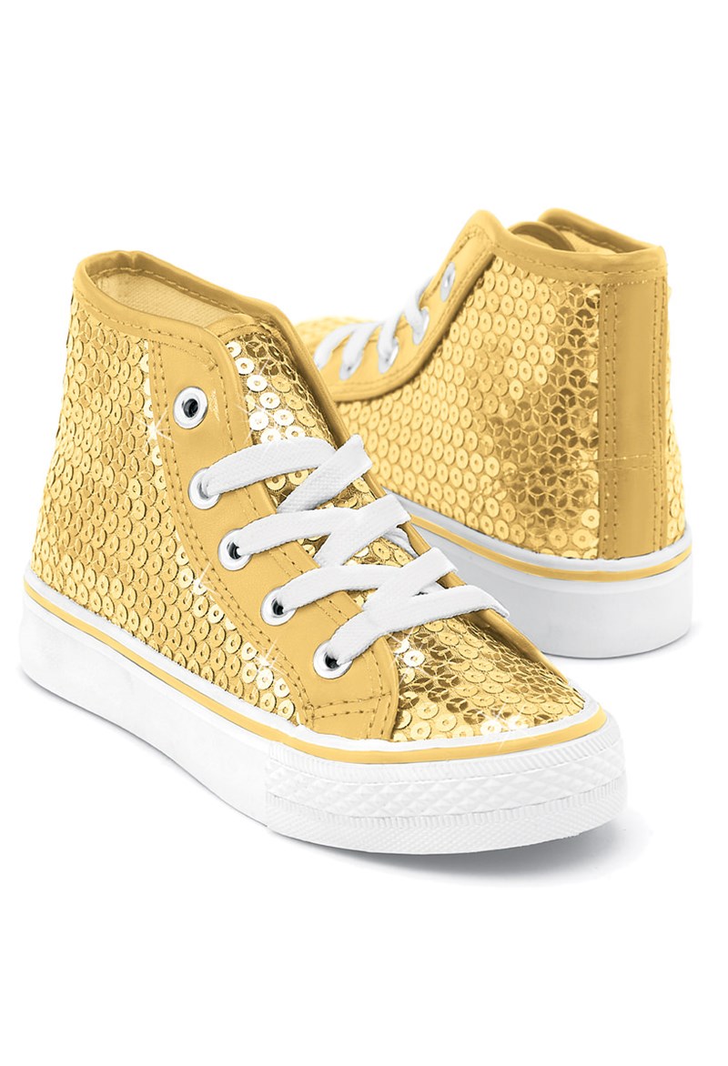 Dance Shoes - Sequin High-Top Sneakers - Gold - 10CM - WL6034