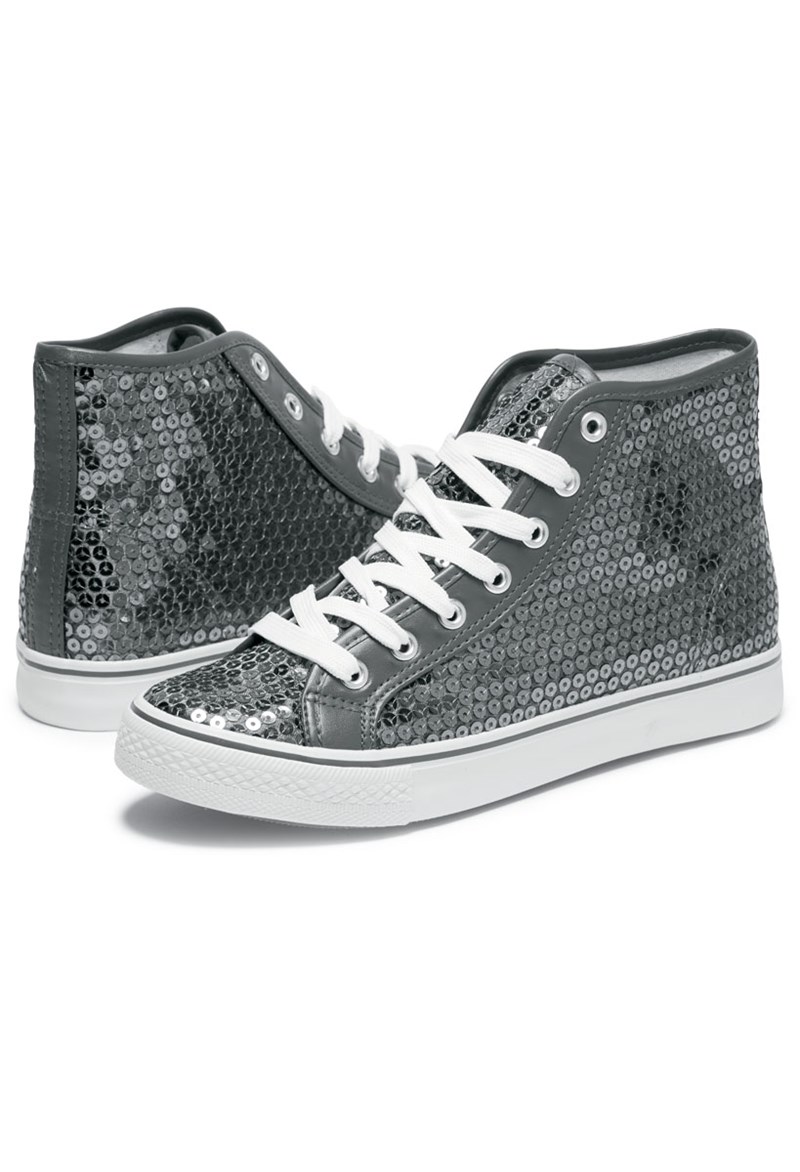 Dance Shoes - Sequin High-Top Sneakers - Gunmetal - 7AM - WL6034