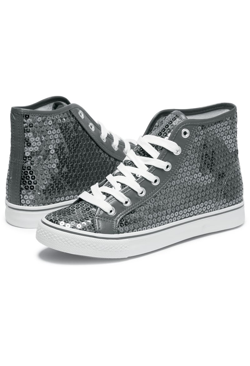 Dance Shoes - Sequin High-Top Sneakers - Gunmetal - 2AM - WL6034