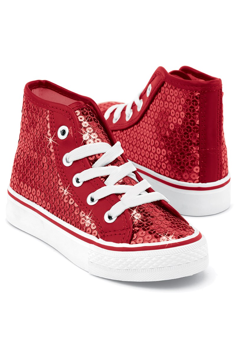 Dance Shoes - Sequin High-Top Sneakers - Red - 1AM - WL6034