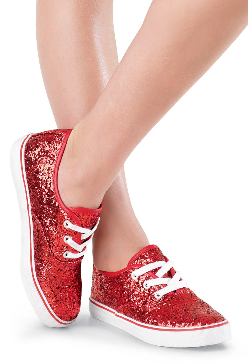 Dance Shoes - Glitter Low-Top Dance Sneakers - Red - 8AM - WL6040