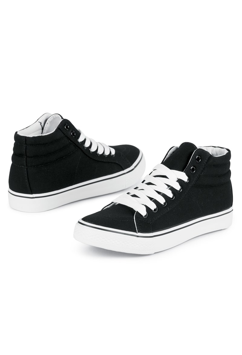 Dance Shoes - Canvas High-Top Sneakers - Black - 5AM - WL9381