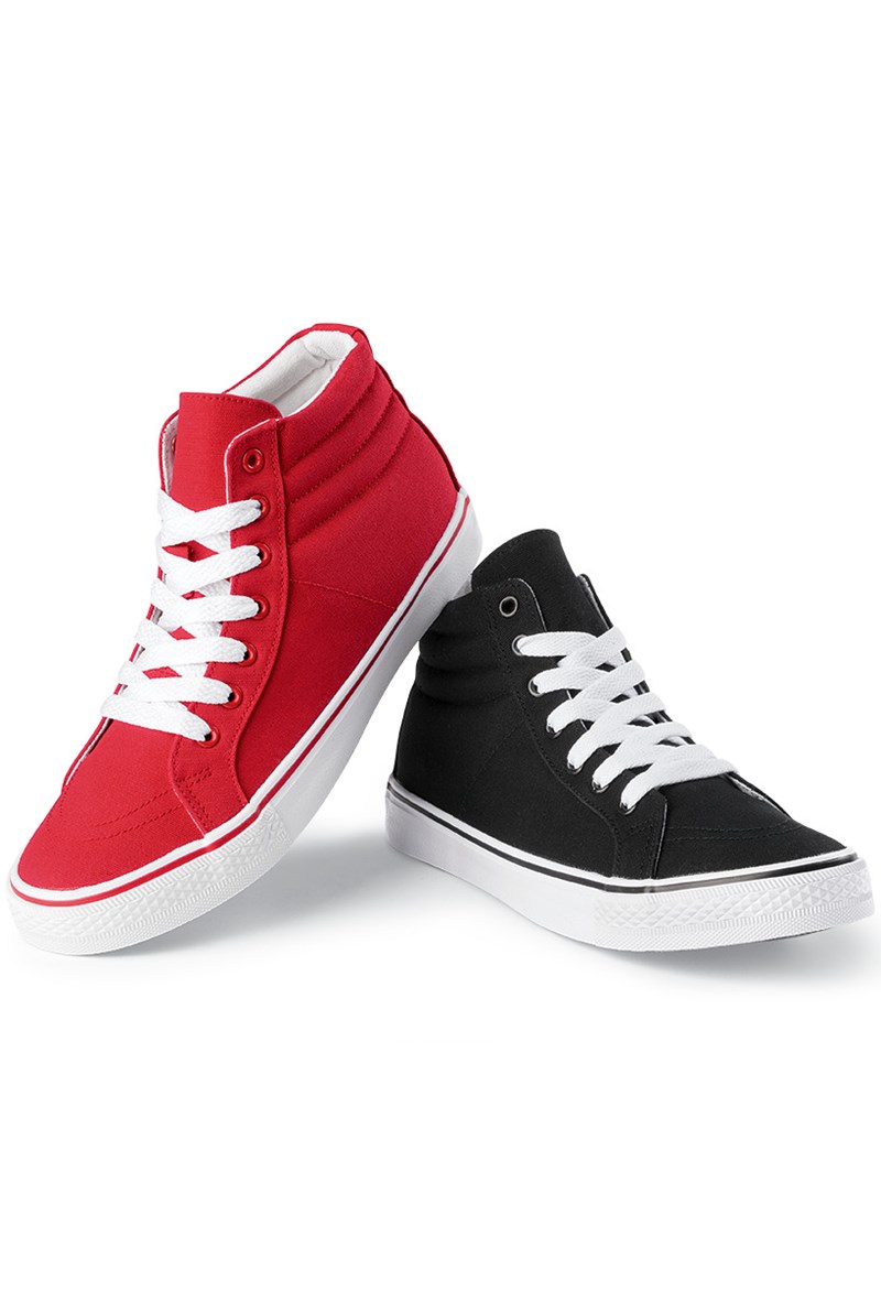 Dance Shoes - Canvas High-Top Sneakers - Red - 4AM - WL9381