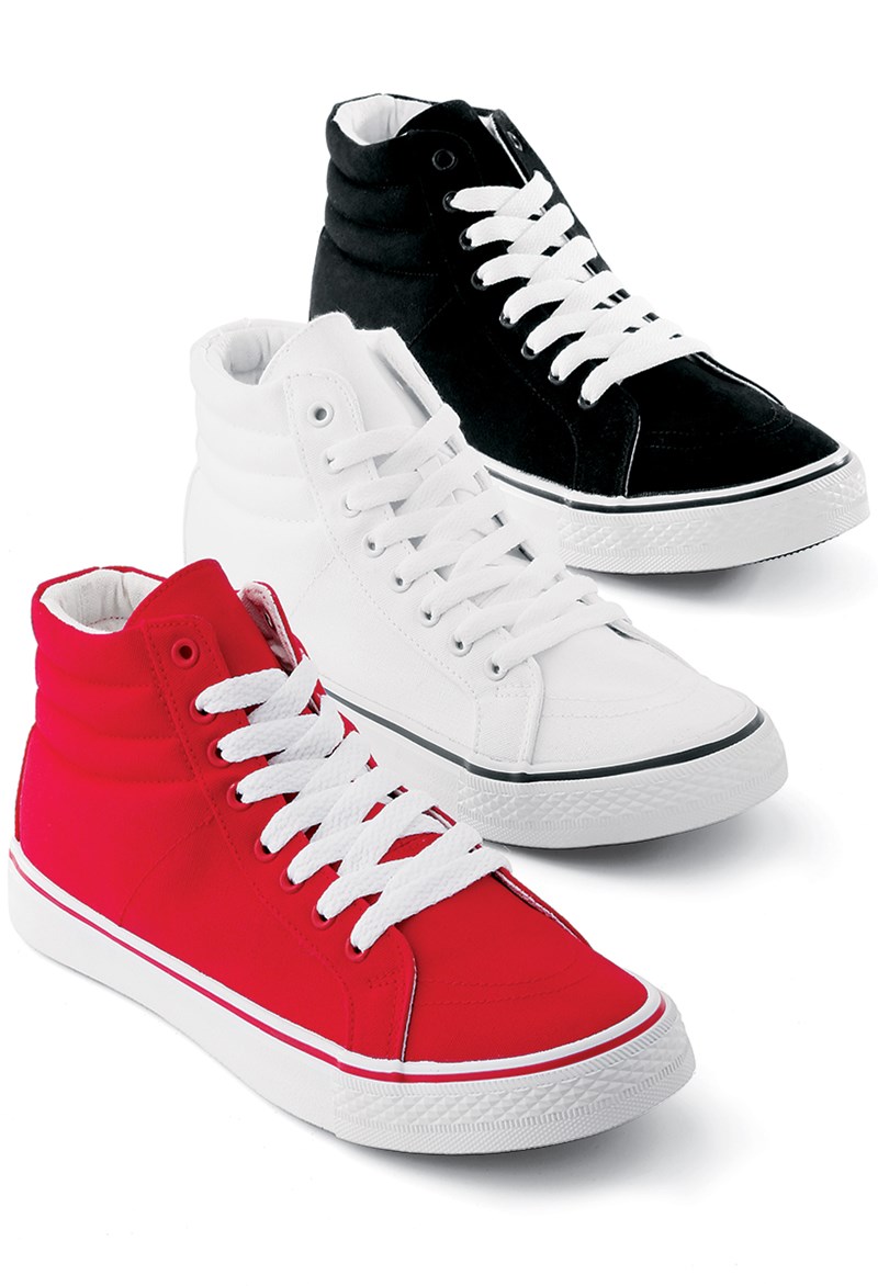 Dance Shoes - Canvas High-Top Sneakers - White - 4AM - WL9381