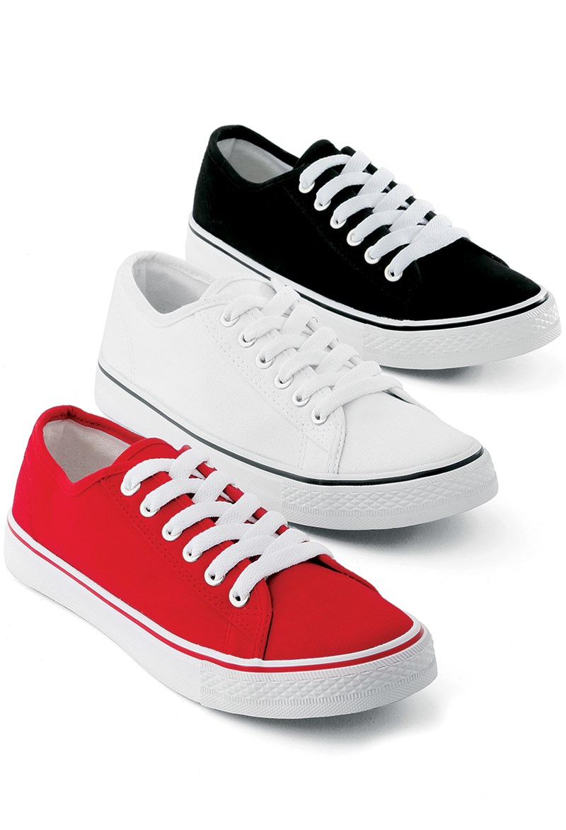 Dance Shoes - Canvas Low-Top Sneakers - White - 4AM - WL9382