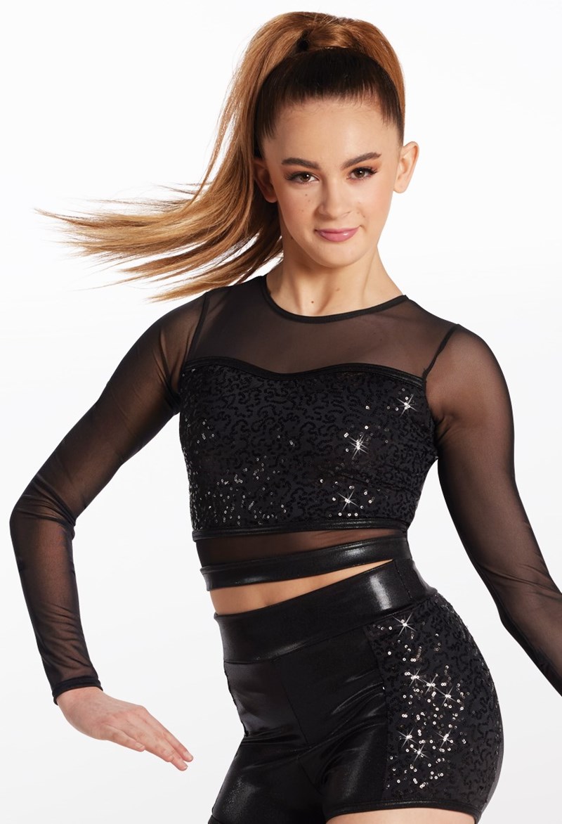Sequin Sweetheart Top - Black - Medium Child - Dance Top 14486