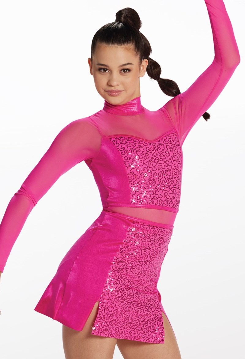 Metallic Sequin Panel Dress - Cerise - Medium Adult - Dance Dress 14494