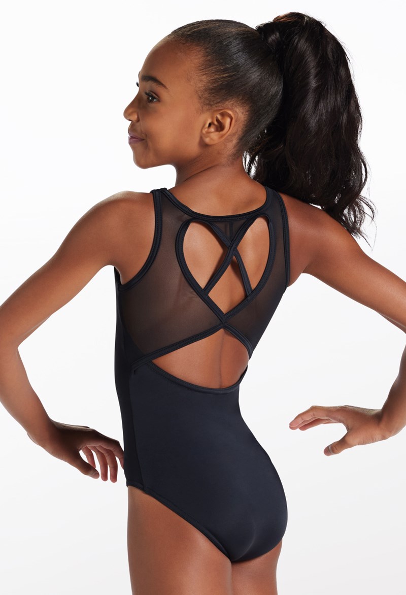 Mesh Heart-Back Dance Leotard - Black - Extra Small Adult - 15199
