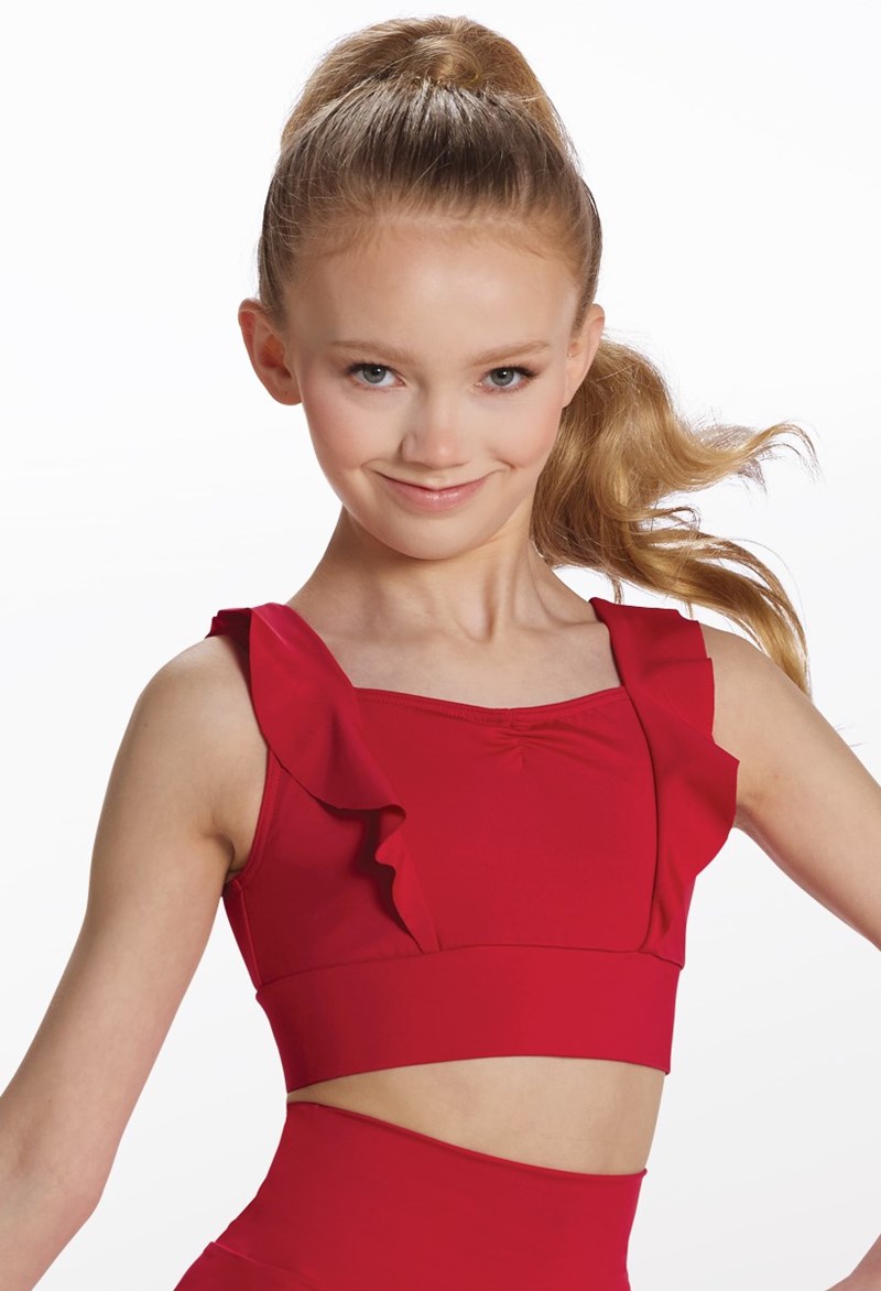 Ruffled Crop Top - Red - Small Adult - Dance Top 15213