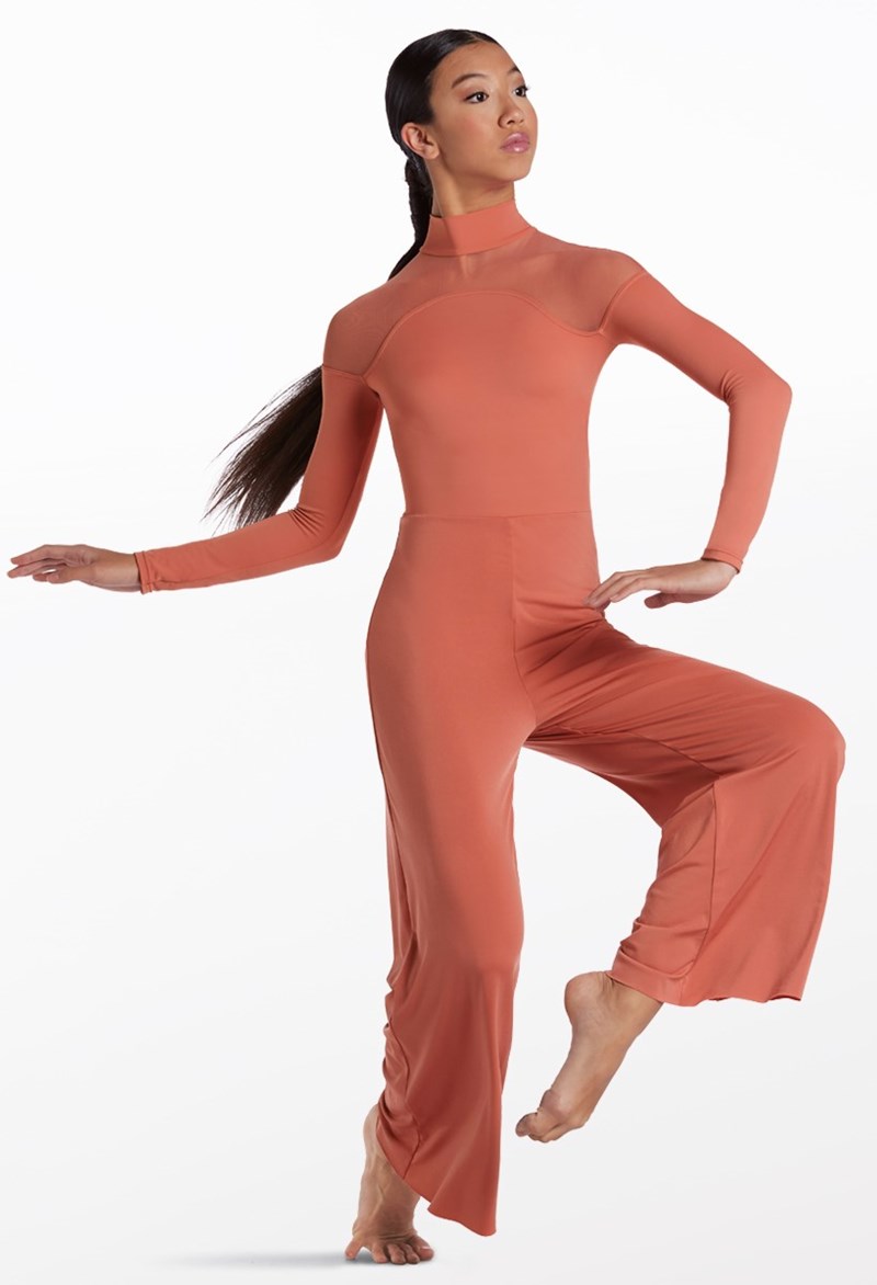 Dance Leotards - Curved Illusion Neck Jumpsuit - SIENNA - Small Adult - 15278
