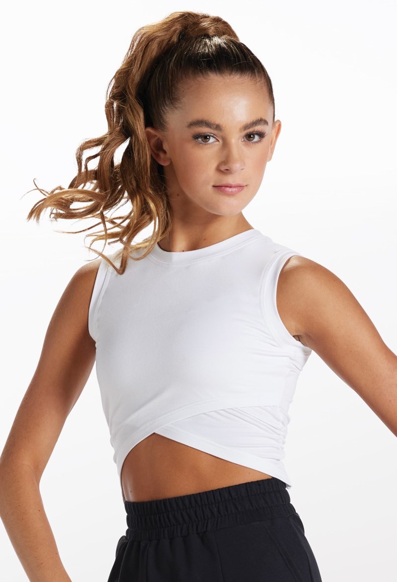 Dance Tops - Wrapped Front Tank - White - Large Child - 15765