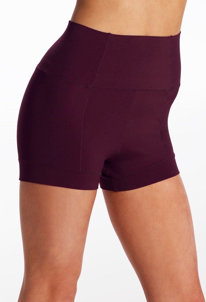 Dance Shorts - FlexTek Banded Hem Shorts - RAISIN - Large Child - 17107