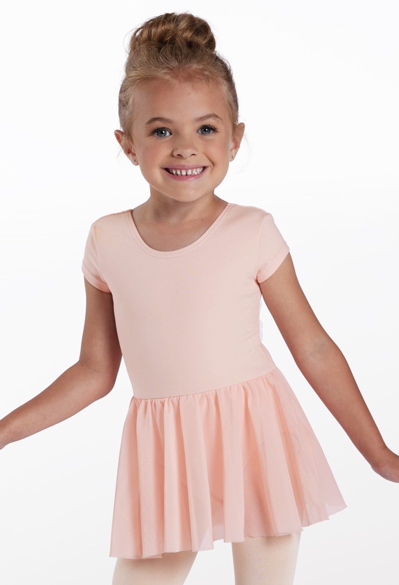 Dance Dresses - Sara Short Sleeve Bow Dress - Soft Pink - Extra Small Child - 17865