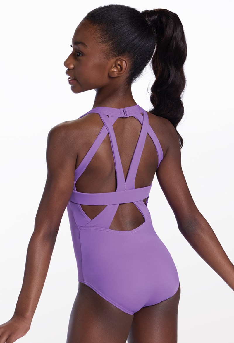 Dance Leotards - Strappy Cutout Halter Leotard - AMETHYST - Medium Adult - 17942