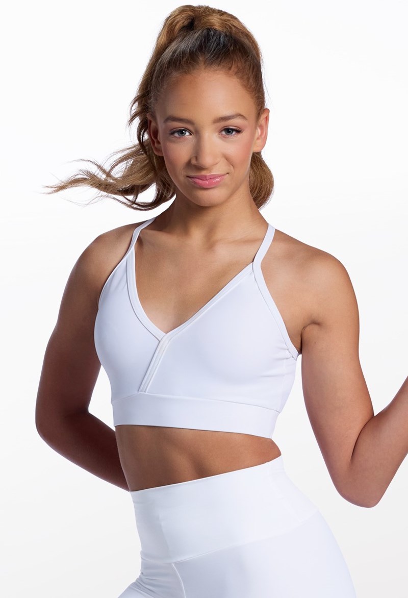 Adjustable Cross-Strap Bra Top - White - Large Child - Dance Top 17946