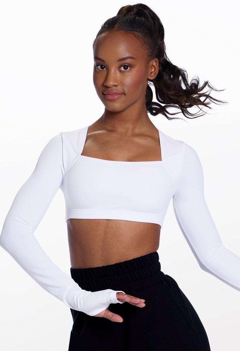 Long Sleeve Bandeau Top - White - Medium Child - Dance Top 17947