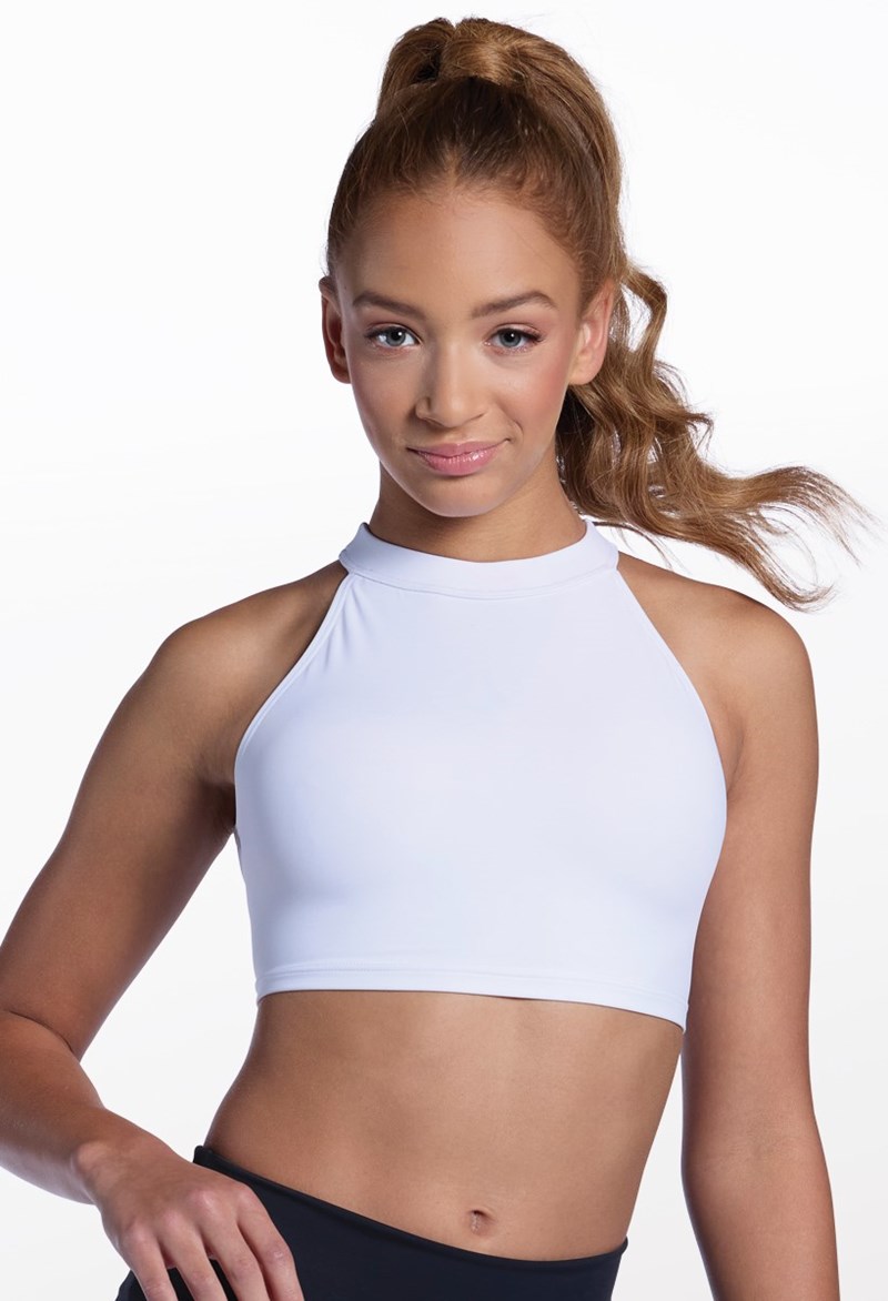 Parallel Strappy Back Crop Top - White - Small Child - Dance Top 17949