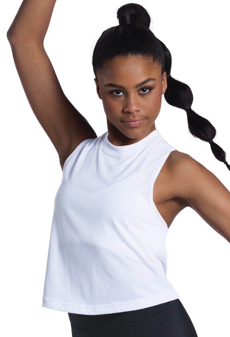 Whisper Soft Racerback Tank - White - Medium Adult - Dance Top 17970