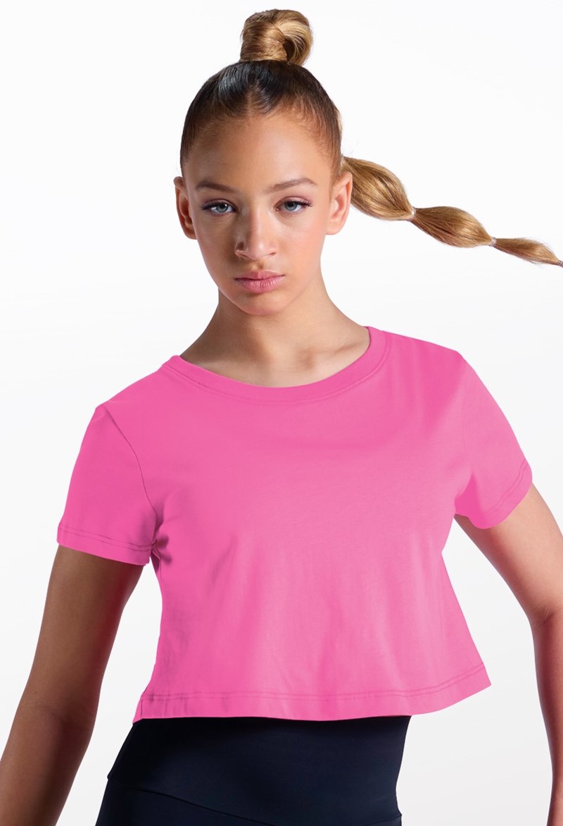 All Cotton Boxy Crop Tee - Bubblegum - XL Child - Dance Top 17973
