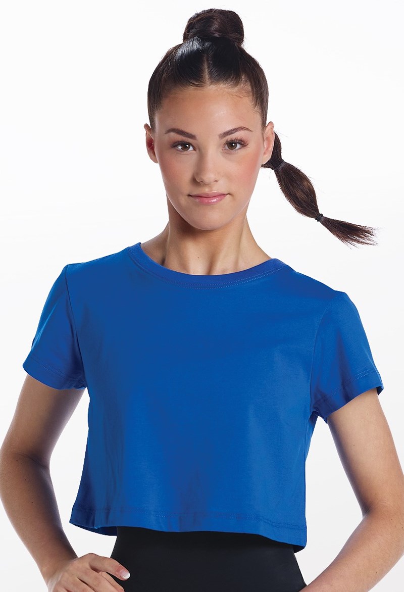 All Cotton Boxy Crop Tee - Royal - Intermediate Child - Dance Top 17973
