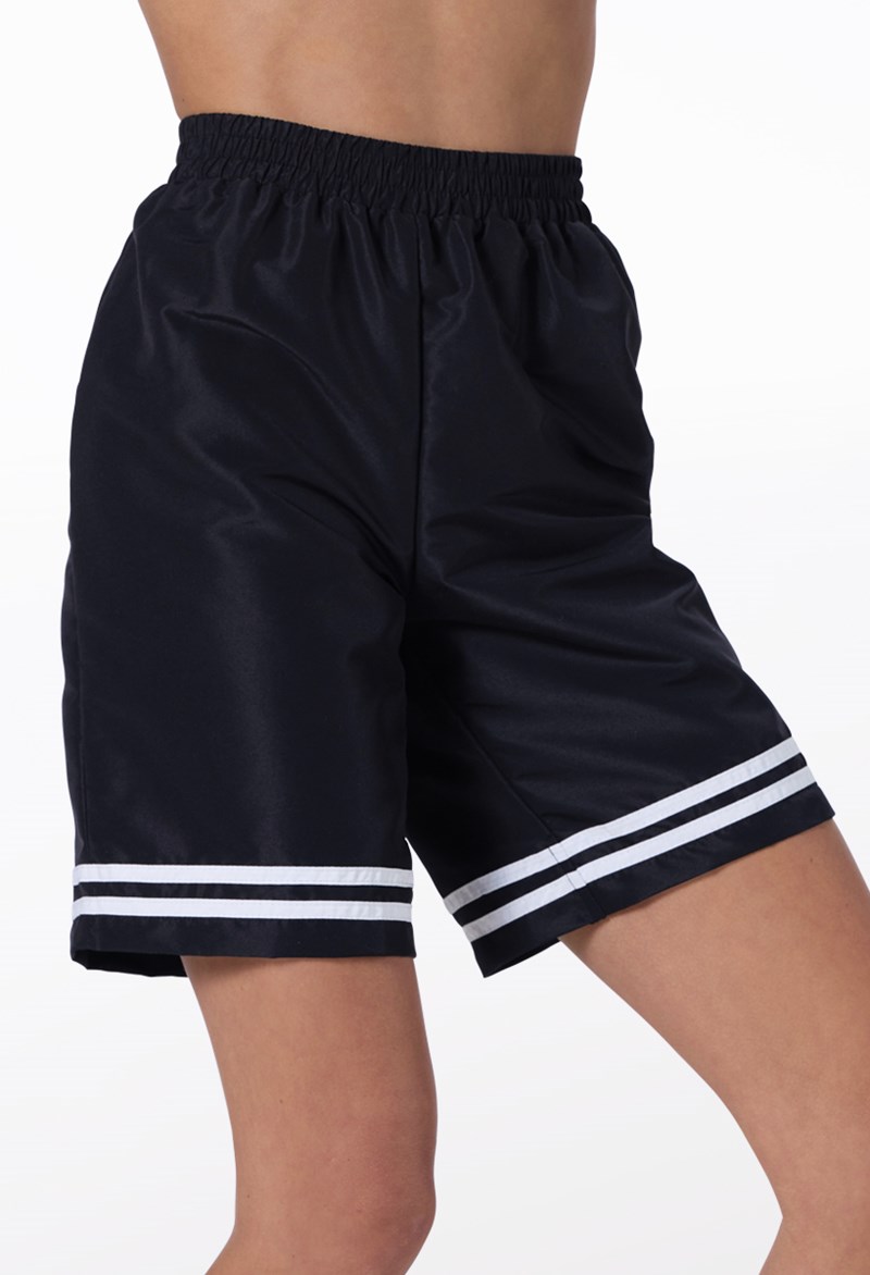 Sporty Stripe Basketball Short - Black - Small Adult - Dance Short 18259