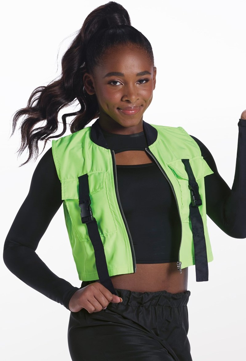 Cropped Buckle Detail Vest - Lime - Small Adult - Dance Top 18262