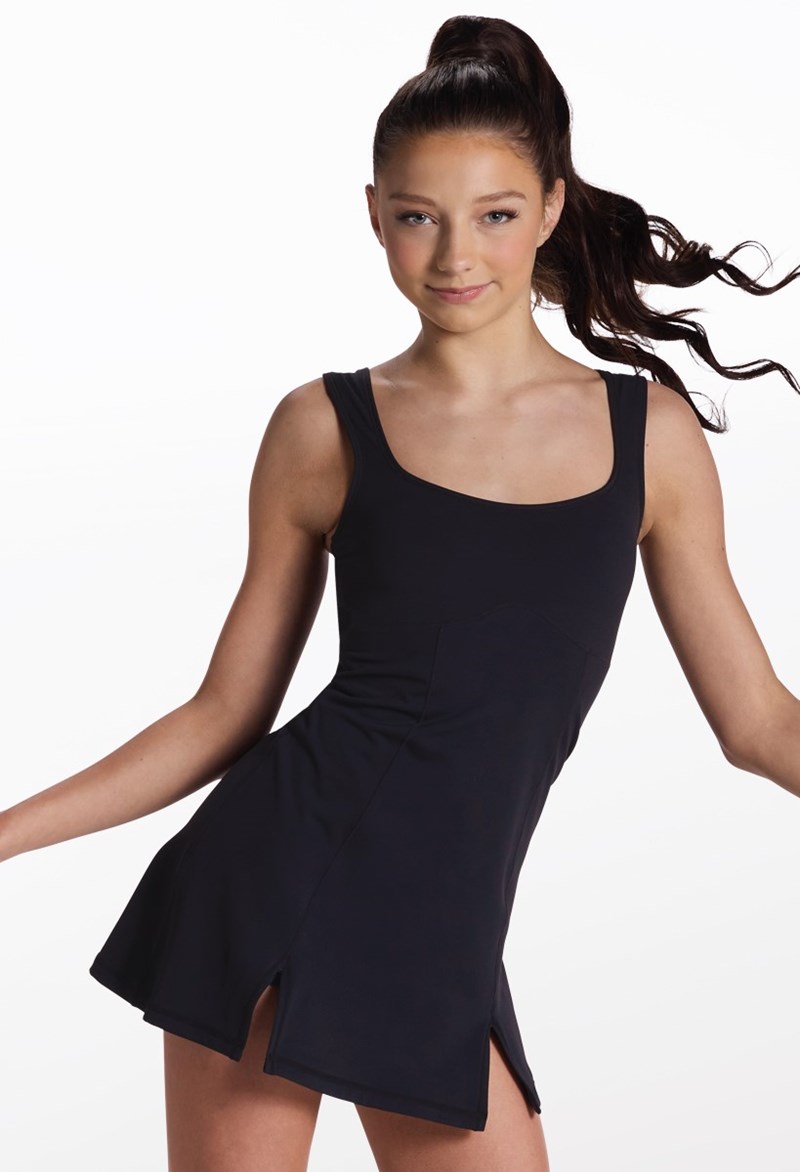 FlexTek Princess Seam Dress - Black - Intermediate Child - Dance Dress 18332