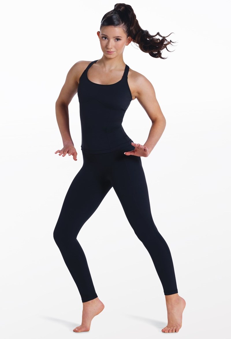 FlexTek Cross-Back Tank Top - Black - Large Child - Dance Top 18339