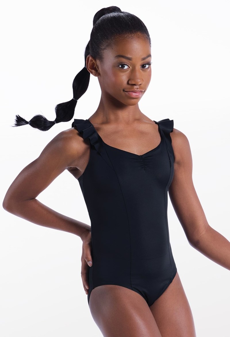 Ruffled Pinch-Front Dance Leotard - Black - Small Child - 18353