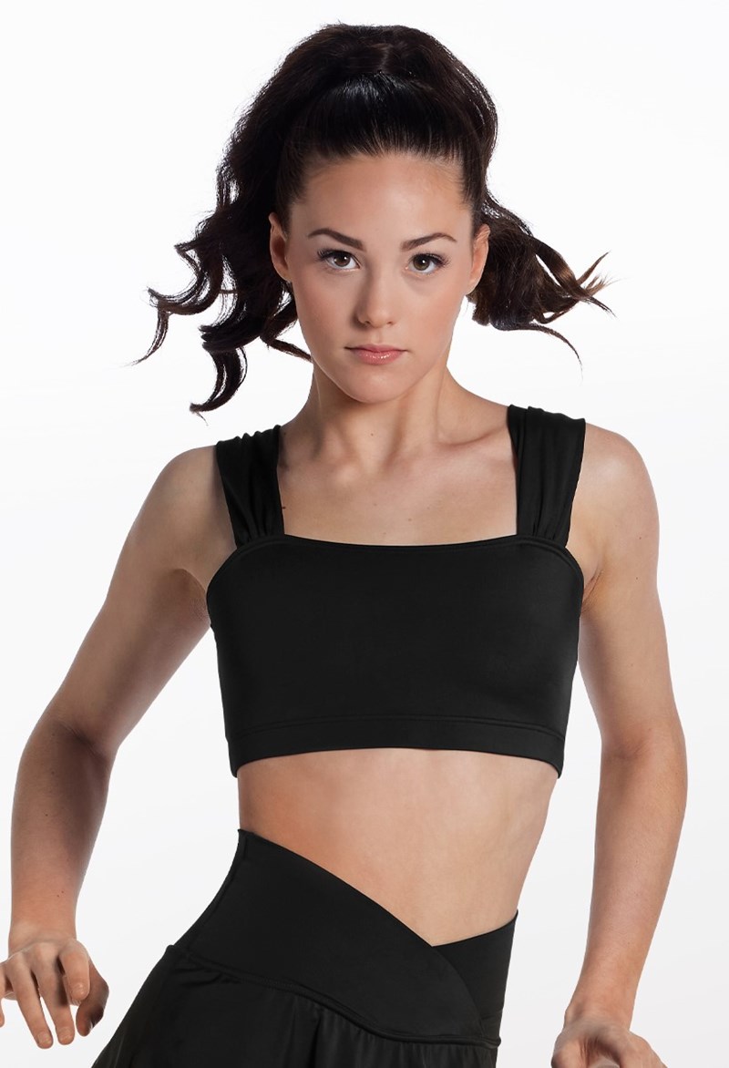 Shirred Strap Bra Top - Black - Extra Small Adult - Dance Top 18370