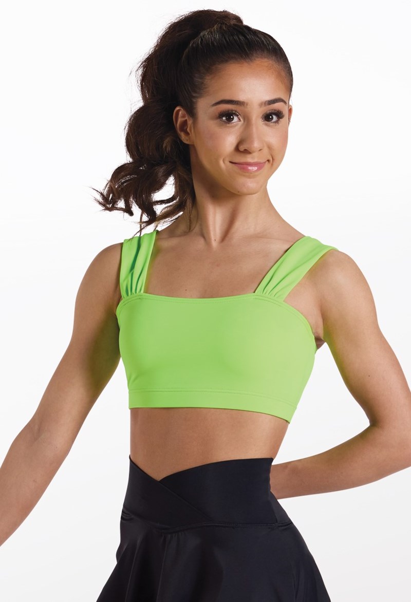 Shirred Strap Bra Top - Lime - Medium Child - Dance Top 18370