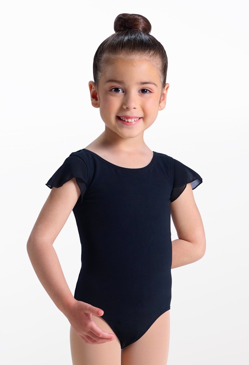 Fiona Flutter Sleeve Dance Leotard - Black - Extra Small Child - 18398