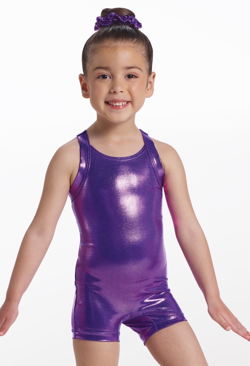 Metallic Keyhole Back Dance Biketard - Electric Purple - Extra Small Child - 18399