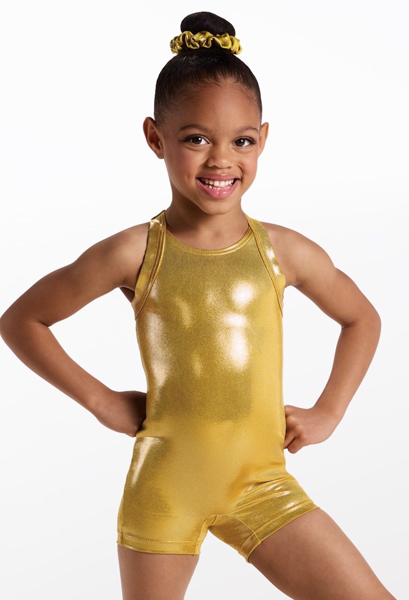 Metallic Keyhole Back Dance Biketard - Gold - Intermediate Child - 18399