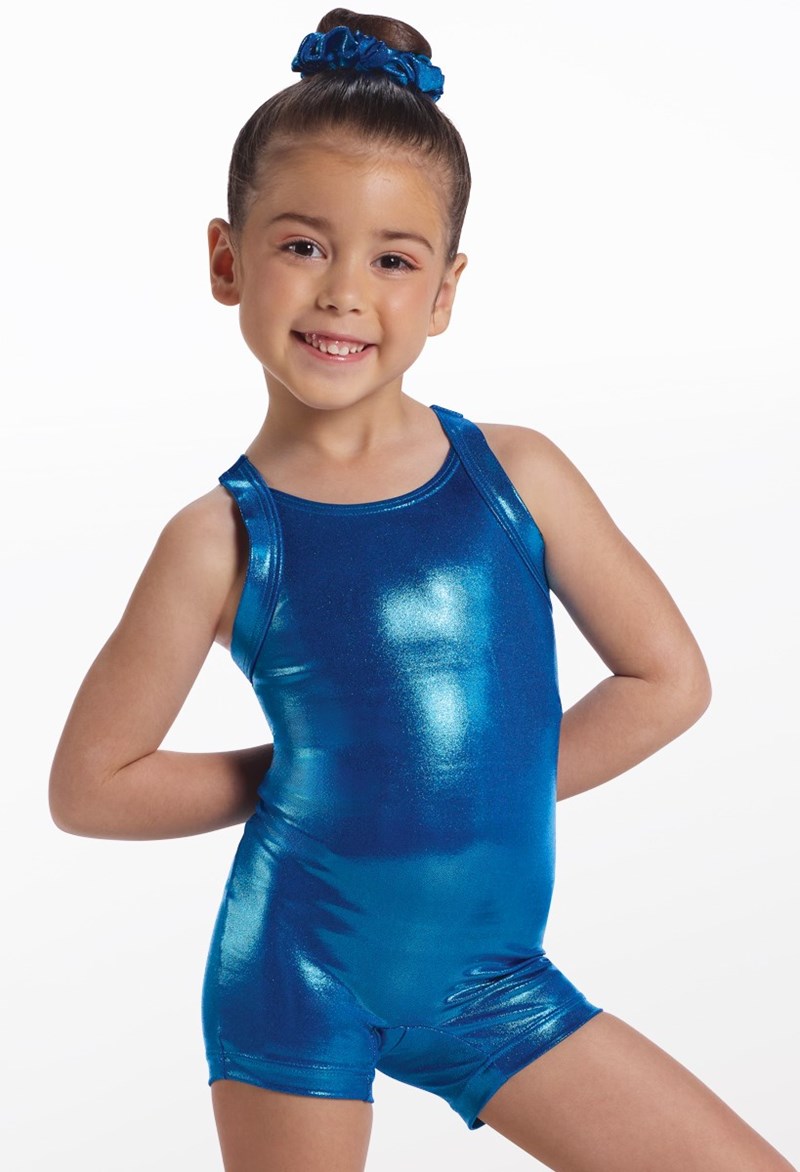 Metallic Keyhole Back Dance Biketard - Peacock - XXS Child - 18399