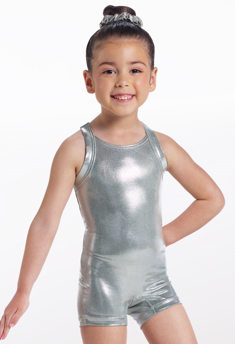 Metallic Keyhole Back Dance Biketard - Silver - XXS Child - 18399