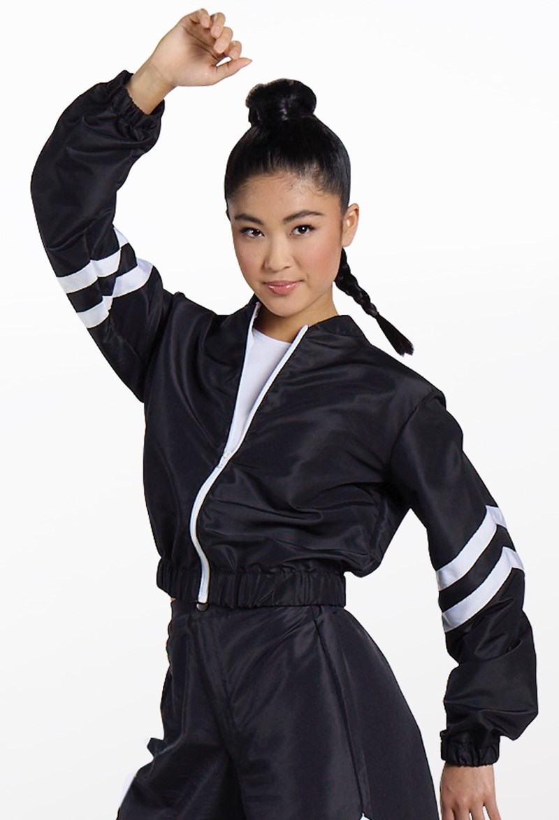 Chevron Stripe Cropped Jacket - Black - Medium Child - Dance Top 18464