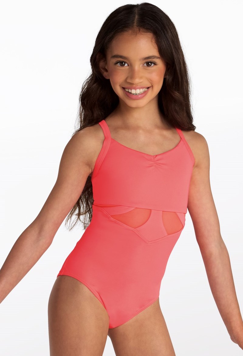 Mesh Cami Strap Dance Leotard - Tangerine - Small Child - 19691