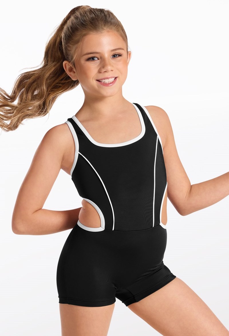 Contrast Seam Dance Biketard - Black/white - Small Child - 19701