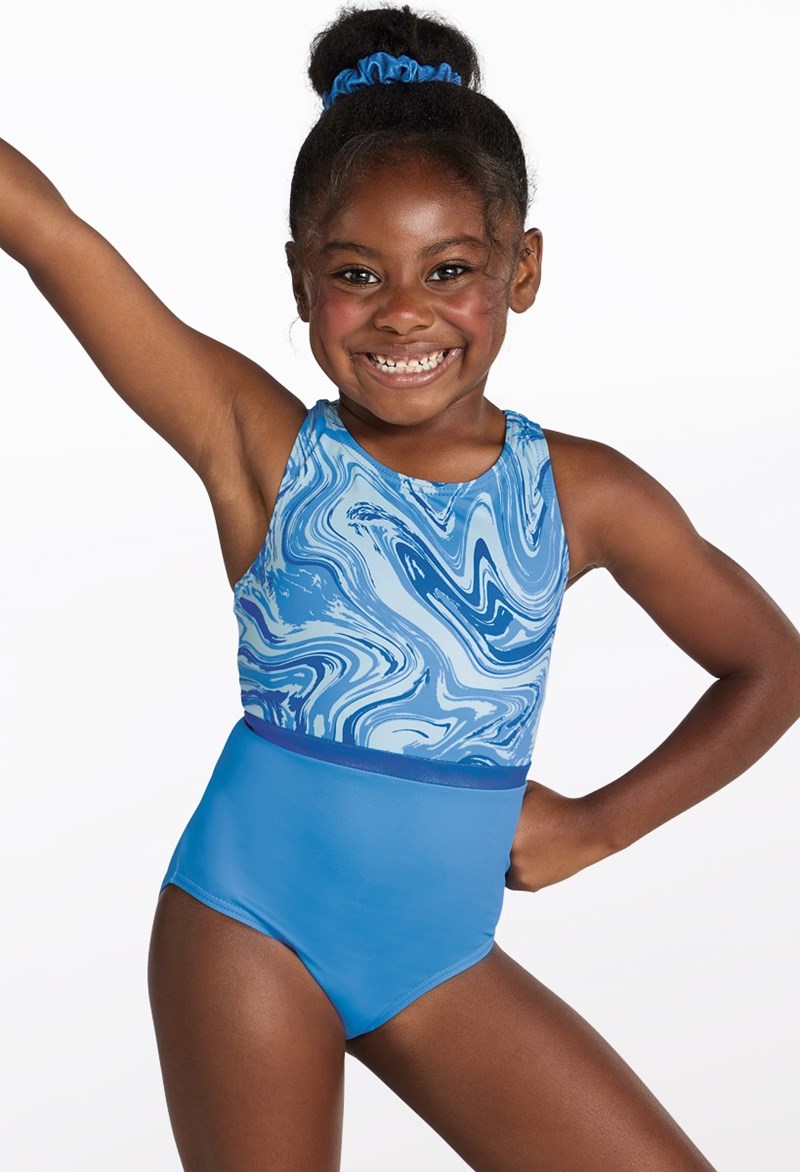 Kids Marble Tank Leotard - Sky Blue - Extra Small Child - Gymnastics Leotard 19704