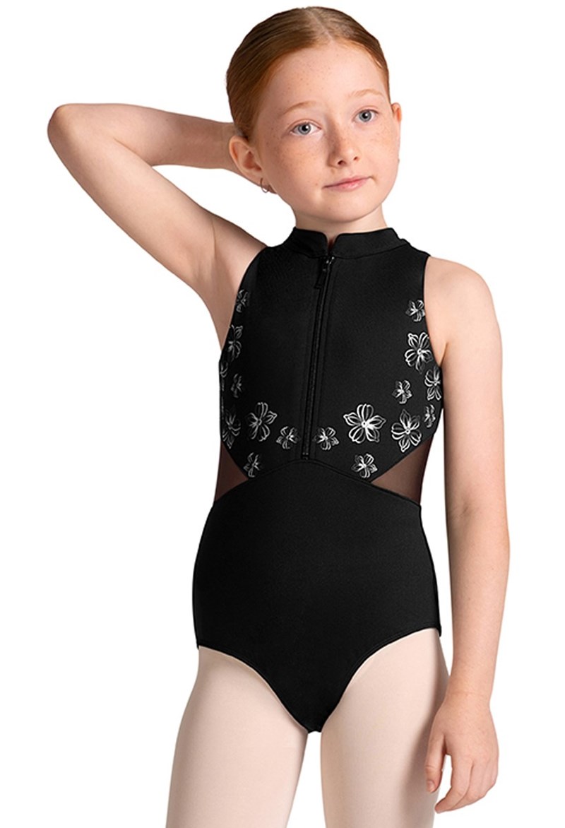 Bloch Cayla Front Zip Dance Leotard - Black - Medium Child - CL40011