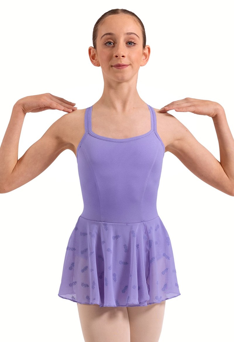 Emily Floral Flock Skirted Leo - Lilac - Extra Small Child - Dance Dress CL70016
