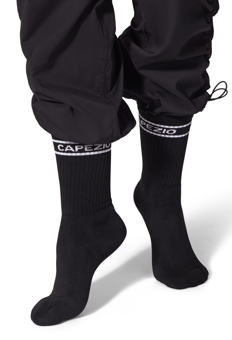 Capezio Unisex Crew Sock - Black - Size M - Dance Shoe F6001