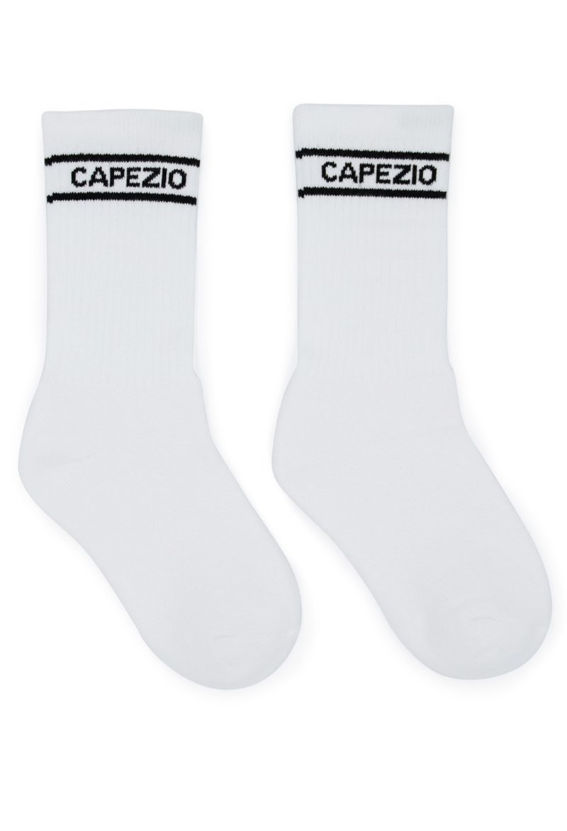 Capezio Unisex Crew Sock - White - Size S - Dance Shoe F6001