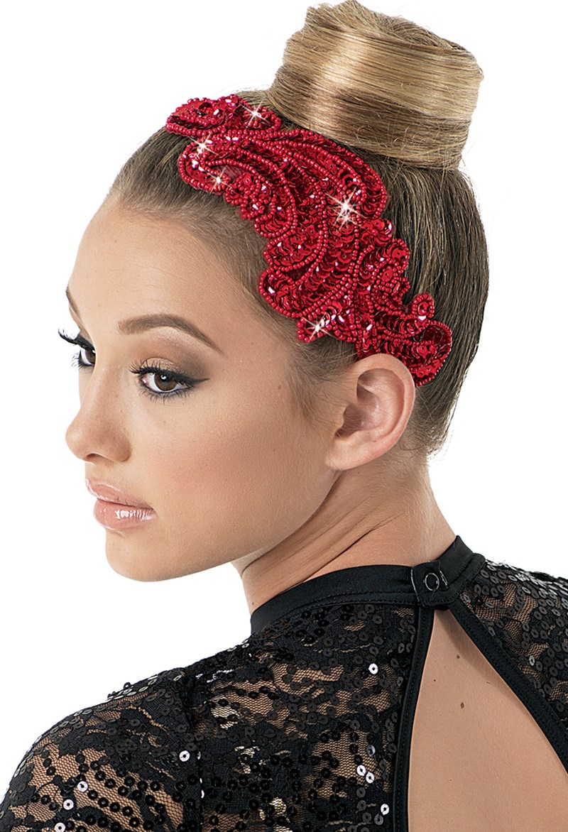 Dance Accessories - Sequin Applique Hair Clip - Red - OSFA - HA122