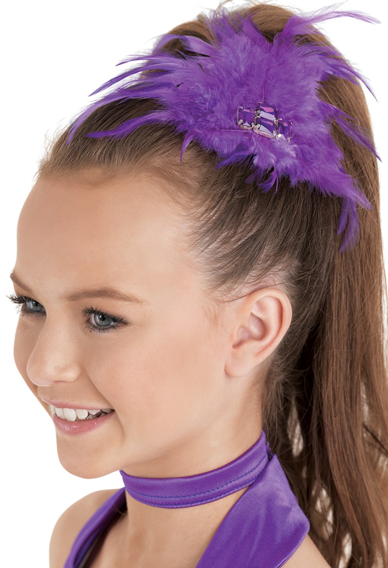 Dance Accessories - Feather Jewel Hair Clip - ELECTRIC PURPLE - OSFA - HA89