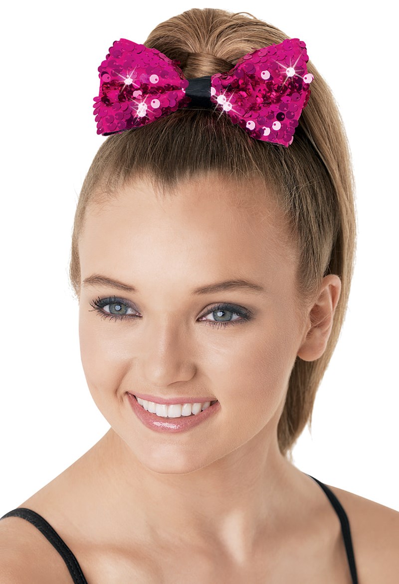 Dance Accessories - Ultra Sparkle Hair Bow - Lipstick - OSFA - HA90