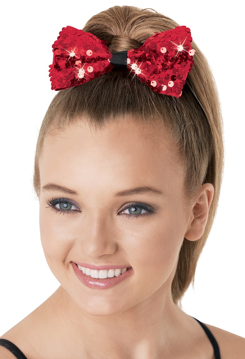 Dance Accessories - Ultra Sparkle Hair Bow - Red - OSFA - HA90