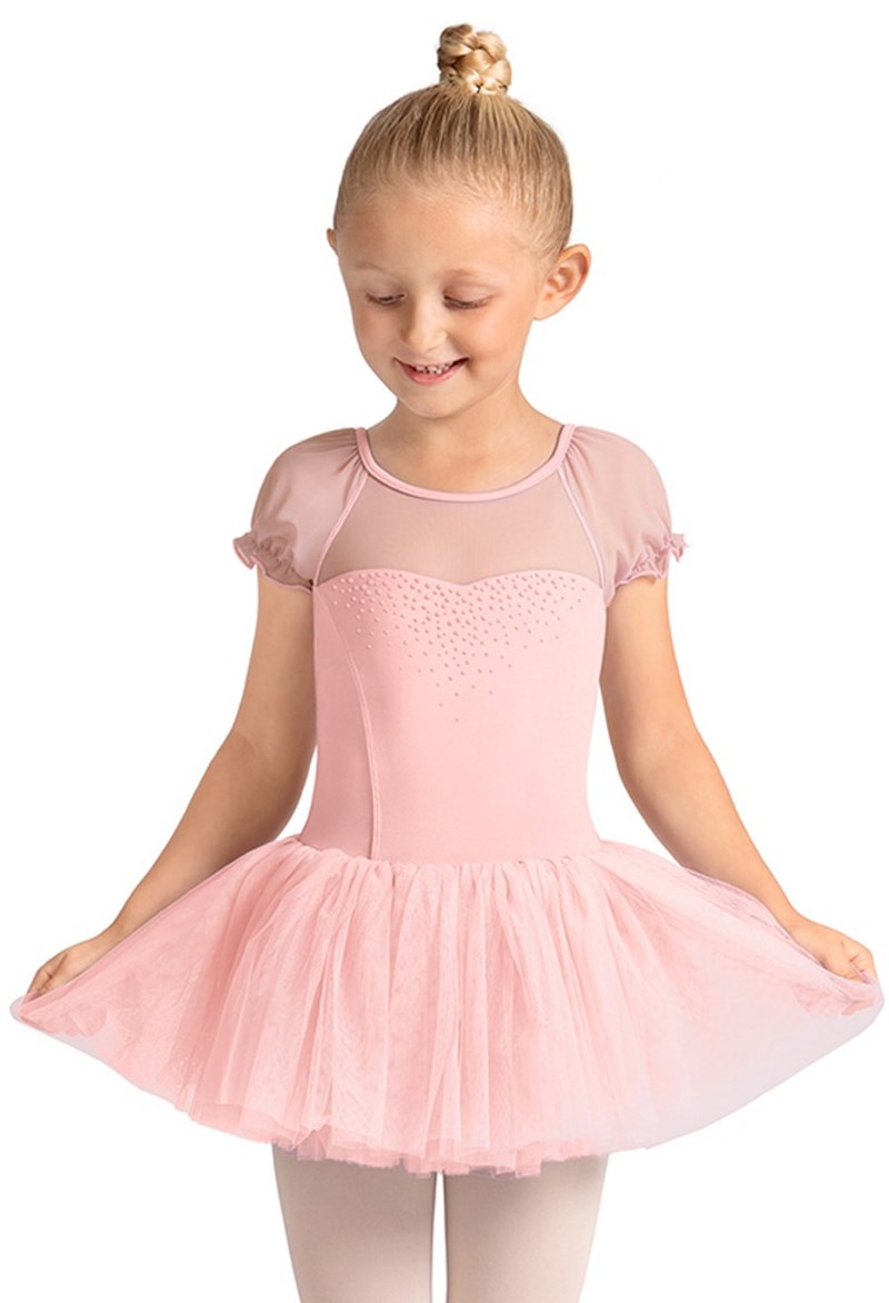 Mirella Puff Sleeve Tutu Dress - Pink - Medium Child - Dance Dress M20007