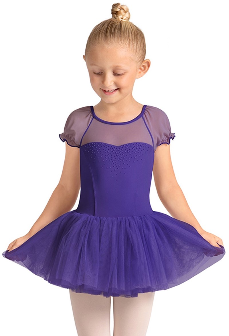 Mirella Puff Sleeve Tutu Dress - Violet - Extra Small Child - Dance Dress M20007
